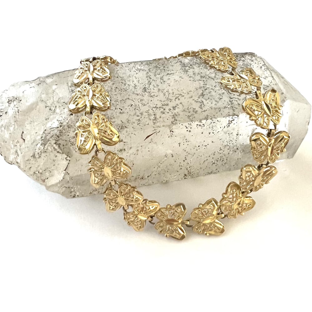 Image of Vintage 14k Gold Butterfly Bracelet