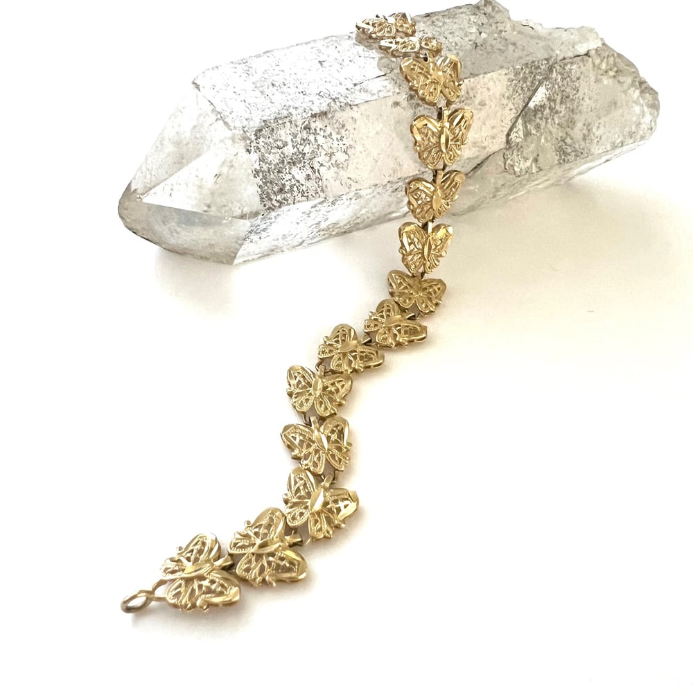 Image of Vintage 14k Gold Butterfly Bracelet