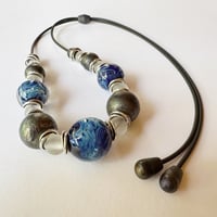 Image 1 of Juliette - Reacitve Blues with Steel Gray - Adjustable Necklace