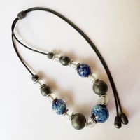 Image 3 of Juliette - Reacitve Blues with Steel Gray - Adjustable Necklace