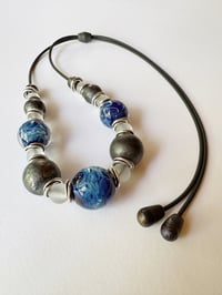 Image 4 of Juliette - Reacitve Blues with Steel Gray - Adjustable Necklace