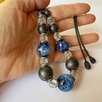 Image 6 of Juliette - Reacitve Blues with Steel Gray - Adjustable Necklace