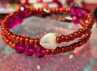 Image 1 of Valentine's Day red and pink handmade memory wire bracelet 