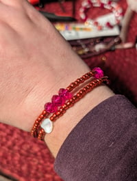 Image 3 of Valentine's Day red and pink handmade memory wire bracelet 