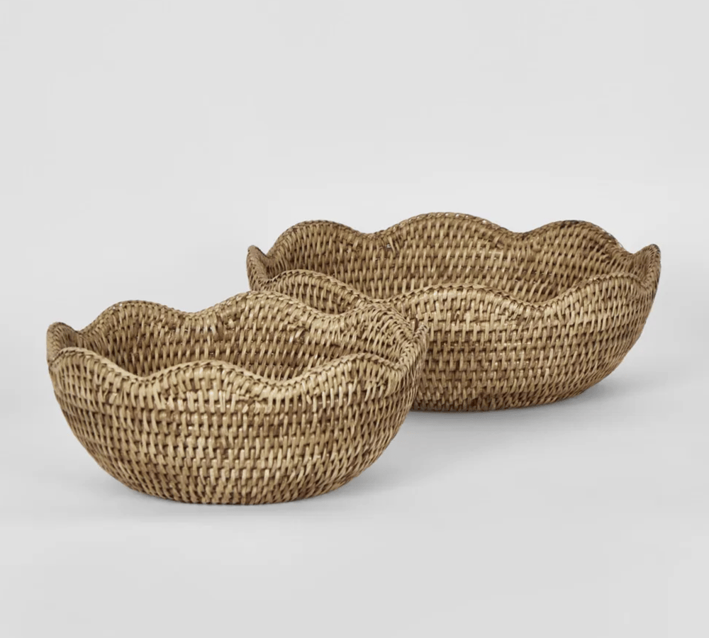 Image of Scalloped Rattan Bowl 