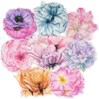 Image 1 of LakoArt 80 Pieces Large Size Transparent Waterproof Flower Stickers Set