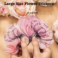 Image 4 of LakoArt 80 Pieces Large Size Transparent Waterproof Flower Stickers Set