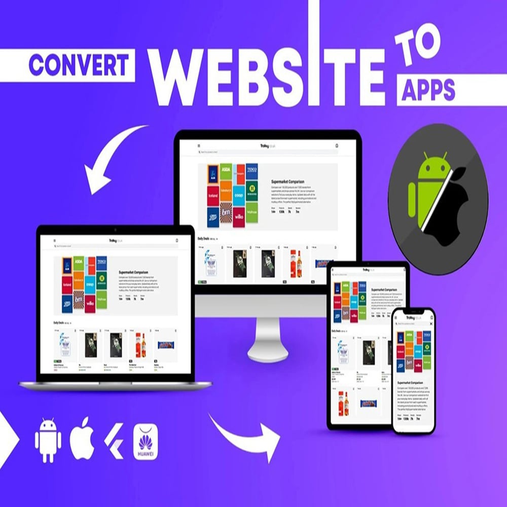 Image of  Convert Your Website To Android App using webview + splash screen + push notification.