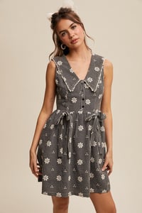 Image 7 of Gingham Floral Mini Dress - APRIL