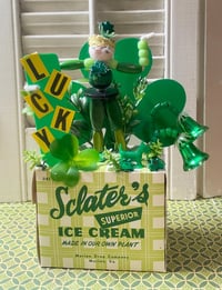 Vintage Ice Cream Carton with a St. Patrick's Day Cutie and Green Joy