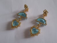 Image 5 of Kate Middleton Princess of Wales Inspired Replikate Sky Blue & Clear Geometric Heart Drop Earrings