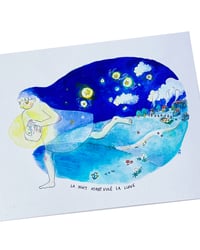 Image 1 of A5 - La nuit ayant volé la lune - illustration originale