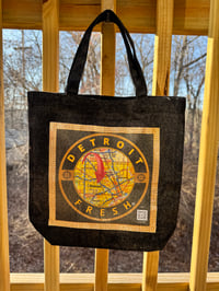 Motor City Map Art Canvas Tote 