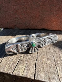 Image 1 of WL&A Handmade Heavy Sterling Silver Royston Green Thunderbird Knuckle Duster - Size 8