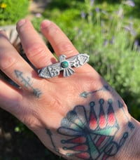 Image 3 of WL&A Handmade Heavy Sterling Silver Royston Green Thunderbird Knuckle Duster - Size 10