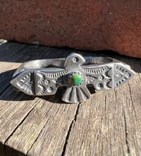 Image 1 of WL&A Handmade Heavy Sterling Silver Royston Green Thunderbird Knuckle Duster - Size 9