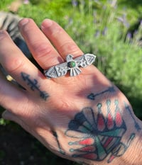 Image 4 of WL&A Handmade Heavy Sterling Silver Royston Green Thunderbird Knuckle Duster - Size 9