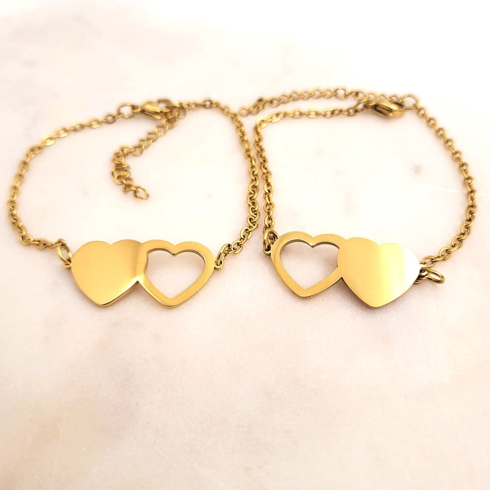 Image of Set of 2 Double Heart Bracelet Laser engraving Blanks. Valentines & Love Special Blanks