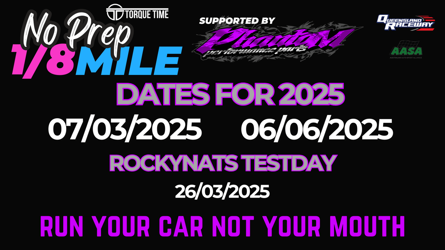Image of ROCKYNATS TEST DAY No Prep 1/8 Mile Queensland Raceway 28/03/25!!!!!!