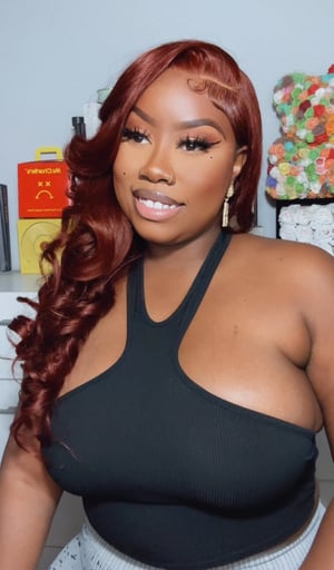 Image of Red Brown Body Wave 7”x5” Closure Wig in 24”