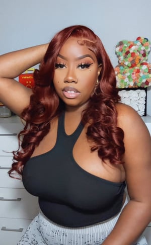 Image of Red Brown Body Wave 7”x5” Closure Wig in 24”