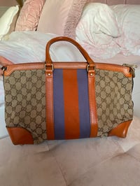 Image 9 of Gucci GG Canvas Orange Web Top Handle Bag