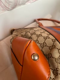 Image 13 of Gucci GG Canvas Orange Web Top Handle Bag