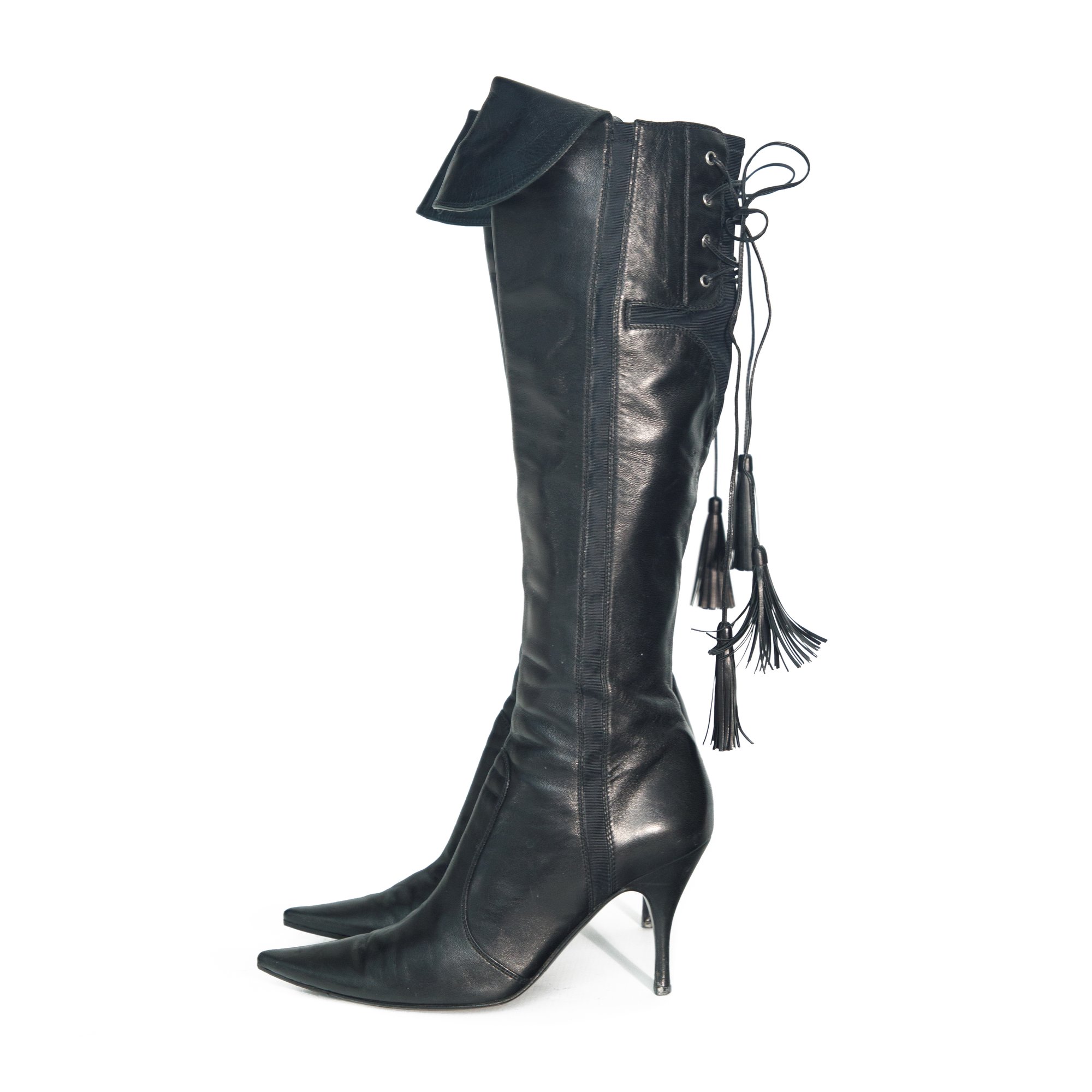 Image of Sergio Rossi 2008 Black Leather Knee High Boots