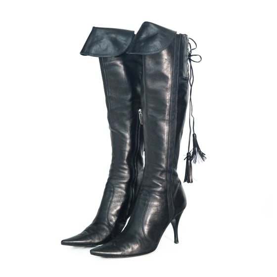 Image of Sergio Rossi 2008 Black Leather Knee High Boots