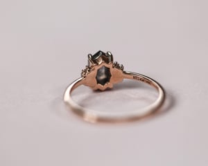 Image of 18ct Rose gold, Dark Grey Hexagonal Rose-Cut diamond ring (LON242)