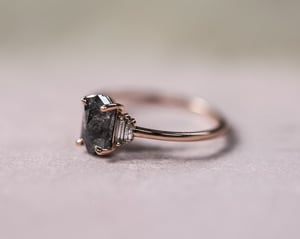 Image of 18ct Rose gold, Dark Grey Hexagonal Rose-Cut diamond ring (LON242)