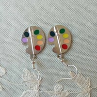 Image 4 of Silver Artists Palette Charm Earrings