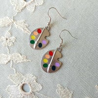 Image 1 of Silver Artists Palette Charm Earrings