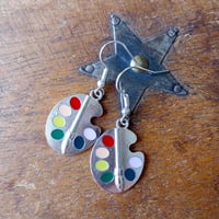 Image 3 of Silver Artists Palette Charm Earrings