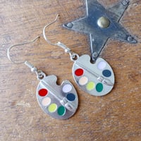 Image 9 of Silver Artists Palette Charm Earrings