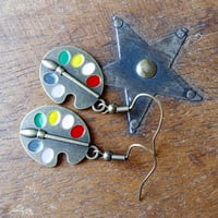 Image 6 of Bronze Artists Palette Charm Earrings