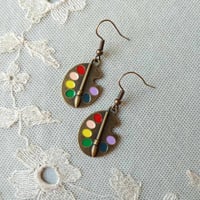 Image 1 of Bronze Artists Palette Charm Earrings