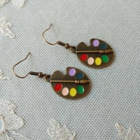 Image 7 of Bronze Artists Palette Charm Earrings