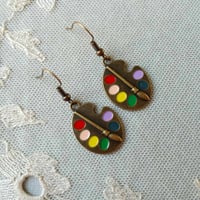 Image 4 of Bronze Artists Palette Charm Earrings