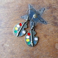 Image 3 of Bronze Artists Palette Charm Earrings