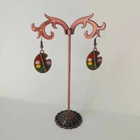 Image 5 of Bronze Artists Palette Charm Earrings