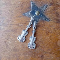 Image 3 of Silver Violin Charm Earrings