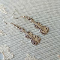 Image 4 of Silver Violin Charm Earrings