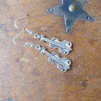 Image 6 of Silver Violin Charm Earrings