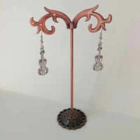Image 5 of Silver Violin Charm Earrings