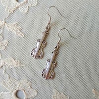 Image 1 of Silver Violin Charm Earrings