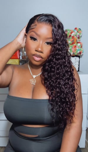 Image of Plum Water Wave 13x4 Lace Front Wig in 24”