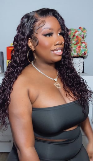 Image of Plum Water Wave 13x4 Lace Front Wig in 24”