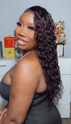 Image of Plum Water Wave 13x4 Lace Front Wig in 24”