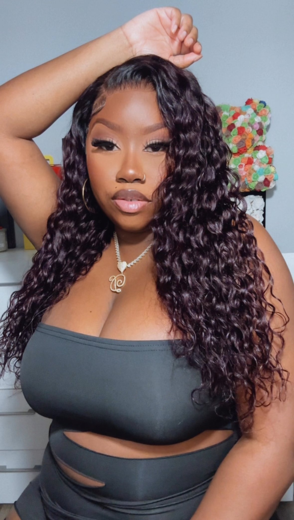 Image of Plum Water Wave 13x4 Lace Front Wig in 24”
